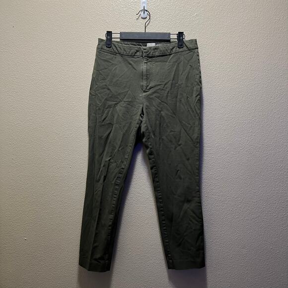 A New Day Straight Leg Pants Army Green Chino Stretch Mid-Rise Size 8 - Picture 2 of 9